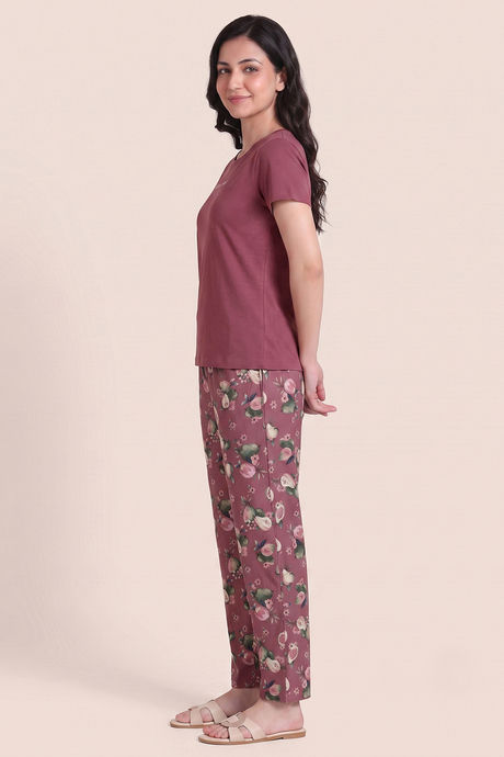 Zivame Buttersoft Fruity Collection Knit Poly Pyjama Set - Mesa Rose — image 3